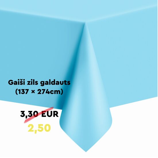 Plastika galdauts, gaiši zils, Izmērs 137x274 cm